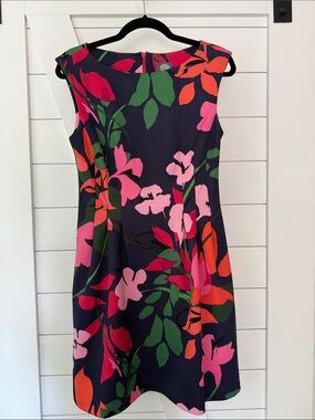 Vince Camuto Navy Sheath Dress with Pink & Orange Floral Print
